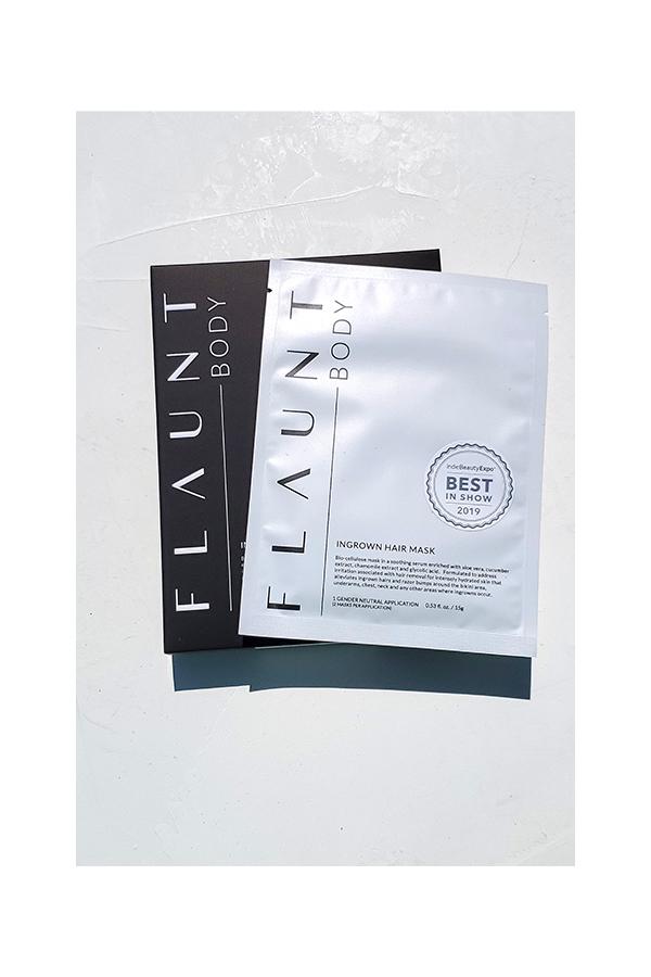 Single package for ingrown hair mask that treats ingrown hairs, razor bumps, irritation and redness post shaving or waxing.